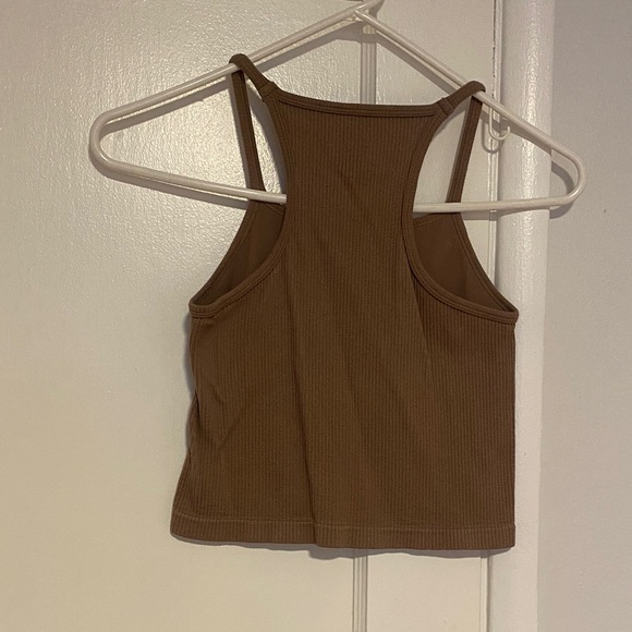 Brown Ribbed Tank Top with Racerback - Picture 2 of 2
